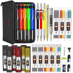 Nicpro 31 Pack Carpenter Pencil Set with Sharpener, Mechanical Carpenter Pencils with 128PCS Refills and Carbide Scribe Tool, Heavy Duty Construction Pencils for Architect Woodworking-With Canvas Case