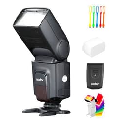Godox Wireless 433MHz GN33 Camera Flash Speedlite with Built-in Receiver with RT Transmitter Compatible for Canon Nikon Sony Olympus Pentax Fuji DSLR Cameras with Diffuser + Filters + USB LED