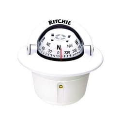 Extra white & optal NEW F50W WHITE EXPLORER FLUSH MOUNT MARINE COMPASS FOR POWER BOAT- RITCHIE F-50W