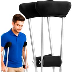 Vive Fleece Crutch Pads & Hand Grips – Soft Underarm Cushion Padding for Crutches – Comfortable Foam Support, Washable, Breathable Accessories for Adults & Youth – Armpit Pain Relief (Black)