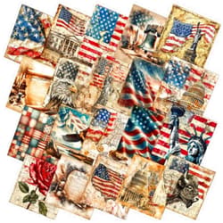 Ganeen 60 Pcs 10 x 10 Inch Vintage Patriotic Quilting Fabric Squares Memorial Day American Flag Fabric Bundle Retro 4th of July Fat Patchwork Precut Stripes for Handmade Material Sewing DIY Crafts