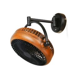 Parrot Uncle Wall Mount Fan Pull In Ceiling Fan with Folding Arm, Pull Chain Control, 2 Speeds, 8 Inch, Black/Walnut Finished