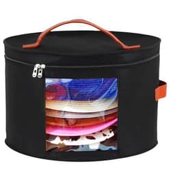 Memfish Hat Box-Hat Boxes for Women Storage Travel Hat Box Large Round Hat Carrier Case Organizer Cowboy Caps Storage Foldable Hat Box with Lids(1-Black)