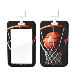 RLDOBOFE Sliding ID Badge Holder with Clear Window Basketball Plastic Vertical Badge Holder for Work Card Case Protector ID Card Holder ID Credit Cards for Office Driver Licenses and Passes