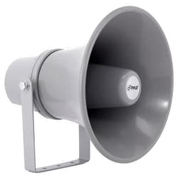 Pyle Indoor Outdoor PA Horn Speaker - 9.7 Inch 20-Watt Power Compact Loud Sound Megaphone w/ 400Hz-5KHz Frequency, 8 Ohm, 70V Transformer, Mounting For 70V Audio System - PyleHome PHSP101T (Gray) Grey