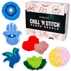 Dabline Punch Needle Kit for Beginners and Adults | Stress Relief DIY Craft - Complete Punch Needle Starter Kit with Designs & Supplies