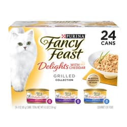 Fancy Feast Purina Fancy Feast Delights with Cheddar Grilled Chicken, Turkey or Whitefish and Cheddar Cheese Feast in Gravy Wet Cat Food Variety Pack - (Pack of 24) 3 oz. Cans