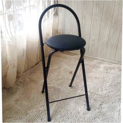 Guyifuny Counter Height Foldable Stools Chairs for Adults, Portable Round Cushion Collapsible Folding Chair with Back,for Outdoor/Indoor Kitchen Home Bar,Black,65 Sitting Height