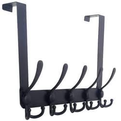 WEBI Over The Door Hook Door Hanger Hook Rack with 5 Tri Hooks for Hanging Coats, Door Towel Rack Towel Hanger Door Coat Hanger Over Door Coat Rack for Bathroom,Behind Back of Door,Black