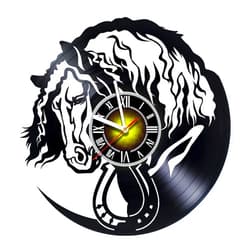 Toffy Workshop Wall Clock Compatible with Horse Decor Vinyl Record - Exciting Guest Room Decor idea for Children, Adults, Men and Women - Horse Unique Art Design (One Pack)