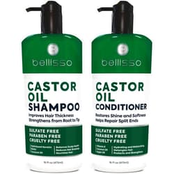 BELLISSO Castor Oil Shampoo and Conditioner Set - Thickening Products for Thinning Hair Women and Men - Sulfate Free Formula - Hydrating, Volumizing and Moisturizing for Dry Hair - Volume Boosting, Color Safe