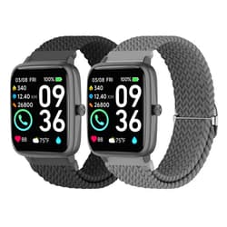 Sunnyson 2 Pack Braided Elastic Bands Compatible with Woneligo/Fitpolo Smart Watch IDW13, Loop Soft Nylon Straps for FITVII H56/ENOMIR ID208BT/TOOBUR IDW16/MILOUZ IDW19 Watch for Women Men