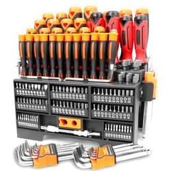 Amartisan 146-piece Magnetic Screwdrivers DIY Tools Set Plastic Racking for Men Tools Gift, Includs Precision screwdriver, Magnetizer, Key Set, Nut Driver and Bit Set