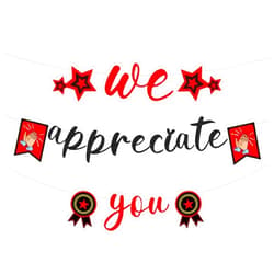 PEUTIER We Appreciate You Banner, Glitter Thank You Banner Appreciation Banner Employee Appreciation Decorations for Staff Nurse Doctor Teacher Thank You Party Office Decor (Black, Red)
