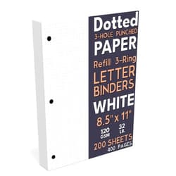 Sort Out My Life Dotted Grid Paper, Letter Size, 3-Hole Punched (Large Holes), 200 Sheets/400 Pages, 120 GSM, 8.5 x 11 inches, White, for Calligraphy, Journaling, Drawing