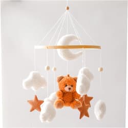 EERKEOD Baby Crib Mobile Bear Nursery Mobile for Boys Girls Teddy Velvet Mobile Nursery Decor for Infant Bedroom Hanging Baby Mobile for Bassinet Newborn Baby Gift（Brown Bear）