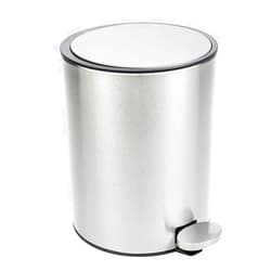 Bamodi Bathroom Bin 3L – Garbage Can with Lids – Small Pedal Bin for Bathroom, Toilet, Restroom – Stainless Steel Rubbish Waste Trash Can with Removable Inner Bucket (Silver)