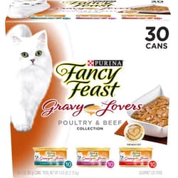 Purina Fancy Feast Gravy Wet Cat Food Variety Pack, Gravy Lovers Poultry & Beef Feast Collection - 3 oz. Cans - 30 Count