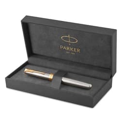 PARKER Sonnet Fountain Pen, Stainless Steel with Gold Trim, Fine Nib (1931504)