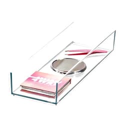InterDesign iDesign Plastic Makeup Drawer Organizer Tray - Vanity Organizer or Desk Drawer Organizer - Clear/Matte White