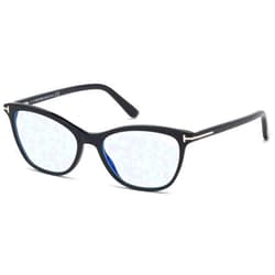 Tom Ford Eyeglasses Tom Ford FT 5636 -B 001 Shiny Black, Rose Gold/Blue Block Lenses