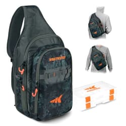 KastKing Pond Hopper Fishing Sling Tackle Storage Bag with （2） Tackle Boxes–Lightweight Sling Fishing Backpack-Sling Tool Bag for Fishing Hiking Hunting Camping,17.7X 12.6X 6 Inches,