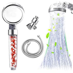 AmasSmile® High Pressure Shower Head with 59” Hose and Bracket, Ionic Filter Filtration Vortex Turbo Water Saving 3 Mode Function Spray Turbocharged Hydro Jet Handheld Showerheads for Dry Skin & Hair
