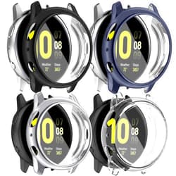 Amzpas [4 Pack] Compatible with Samsung Galaxy Watch Active 2 Screen Protector Case 40mm, Soft TPU Full Around Cover for Samsung Galaxy Active 2 Smartwatch (Black, Silver, Gray, Clear, 40mm)