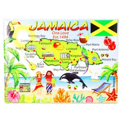 World By Shotglass Jamaica Graphic Map and Attractions Souvenir Fridge Magnet 2.5