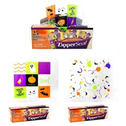 Black Duck Brand Set of 75 Halloween Zipper Seal Sandwich Bags - Assorted Halloween Fun Designs - Great for Treats
