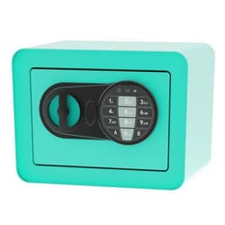 OUSURO Small Safe Box - Home Safe for Money Jewelry Documents, Solid Lock Box, Mini Security Box with Digital Electronic Security Keypad for Home Office Hotel (Tiffany Blue)
