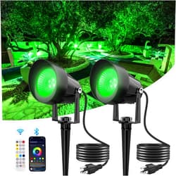 CREPOW Spot Lights Outdoor, Smart RGBW LED Color Changing Landscape Lights with APP and Remote Control, Music Mode, DIY Scenes, Timing, IP65 Waterproof Spotlights Plug in for Yard Garden, 2 Pack