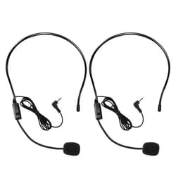 VOVIGGOL 2Pcs Microphone Headset Mic, Flexible Wired Boom for Voice Amplifier, 3.5mm Connector Jack Headset Microphone for Singing, Speaking, Teachers, Coaches, Presentations, Seniors and More