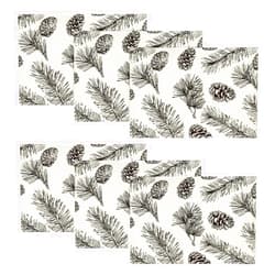 Artoid Mode Fir Pine Cone Leaves Christmas Placemats Set of 6, 12x18 Inch Seasonal Winter Table Mats for Party Kitchen Dining Decoration