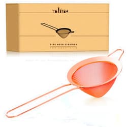 Eligara Fine Mesh Strainer with Handle - Copper Conical Strainers for Cocktail, Tea, Coffee & Drinks - Bar Stainless Steel High-Density Strainer Tool (Rose Gold)