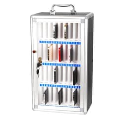 Ozzptuu 36 Slots Aluminum Alloy Pocket Chart Storage Cabinet for Cell Phones, Wall-Mounted with a Locked, Can be Carried by Hand