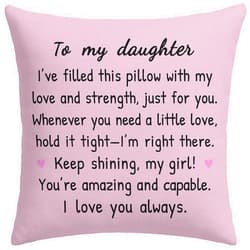HERHOME to My Daughter Pink Throw Pillow Cover 18x18 Inch, Daughter Birthday Gifts from Mom Dad, Soft Christmas Cushion Case Gifts for Girls, I Love You