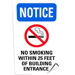 Fastasticdeals Notice No Smoking Within 25 Feet of Building Entrance Label Decal Sticker 9 inches x 12 inches
