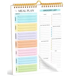 Joyberg Weekly Meal Planner Notebook 8.5x11”, 50 Sheets Weekly Meal Planner Magnetic, Double Helix Meal Planner and Grocery List, Wall-Mountable Menu Planner for Fridge Notepad for Daily & Weekly Plan
