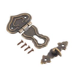 Tnfeeon 10 Packs Antique Embossing Decorative Brass Hasp Clasp Latch Lock with Screws Wooden Box Latch for Jewelry Box Ordinary Box Wooden Case Furniture Decoration 2.48 x 1.89