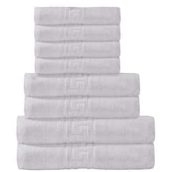 COTTON CLUB - 8 Pcs Cotton Towel Set(600GSM), Fade Resistant. 2 Bath Towel, 2 Hand Towel and 4 WASH Cloth (Silver, 8-Piece Towel Set) Silver 8-Piece Towel Set