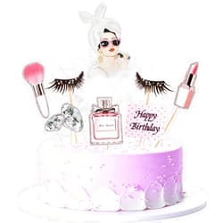 Kawailay 15 Pcs Makeup Cupcake Toppers Cosmetics Theme Cake Toppers Cake Picks Makeup Happy Birthday Cake Topper for Bridal Shower Spa Salon Girl Birthday Party - Style 3