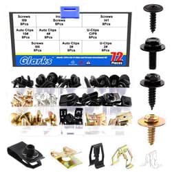 Glarks 72Pcs U-Clips and Body Bolts Screws Assortment Kit 9 Sizes Auto Car Clips Fasteners with Screws U Nuts Interior Trim Clips Self Tapping Screw Body Bolts Screw for Bumper Fender Trim Panels