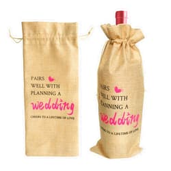 Veslen Wedding wine bag- Engagement Gift, Gift for Wedding Couples, Wedding Planning Gift, Engagement Wedding Party, Cotton linen Wine Gift Bag With Drawstring