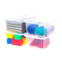 Iris Ohyama IRIS USA 4-Pack Storage Bins with Lids, 15 Quart, Shoe Boxes Clear Stackable Containers Organize Shoes Closet Shelves, Classroom Organization Teacher Tools, Game Storage - BPA-Free Plastic