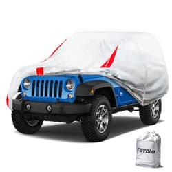 Favoto Car Cover Waterproof Outdoor - Custom Fit for Jeep Wrangler 2 Door (1987-2024) JK JL TJ YJ CJ Oxford Cloth All Weather for Automobiles Rain Sun Dust Snow Protection Full Car Covers