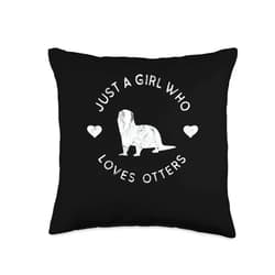 The Space Otter - Otter Décor & Animal Lover Gifts Just a Girl Who Loves Otters Cute Women's Animal Lover Throw Pillow, 16x16, Multicolor