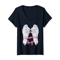 Aquarius Zodiac Sign Angel with Angel Wings Womens Aquarius Angel Zodiac Sign with Angel Wings for Women V-Neck T-Shirt