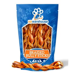 K9warehouse Braided Bully Sticks for Dogs - (4-5 Inch, 12ct) Odorless, Thick, Natural Dog Chew Sticks for Large, Medium, Small Dogs & Puppies - Jumbo, Bulk, Odor-Free, 12 Inch Options Available