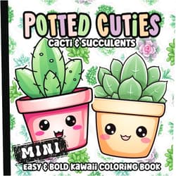 By Noah and Lucy Publishing (Author) Mini Coloring Book: Kawaii Cactus and Succulents Coloring Pages for Adults, Teens, and Kids | Large and Easy Illustrations for Girls and Boys | 6 x 6 inches